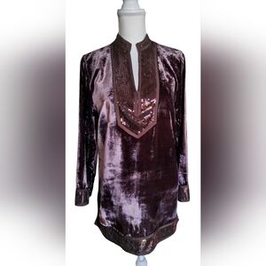 Chic Velvet Sequin Tunic in Rich BROWN